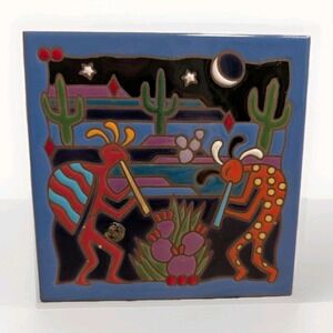 Masterworks Art Tile Trivet Ceramic Southwestern Kokopelli Decor 6x6